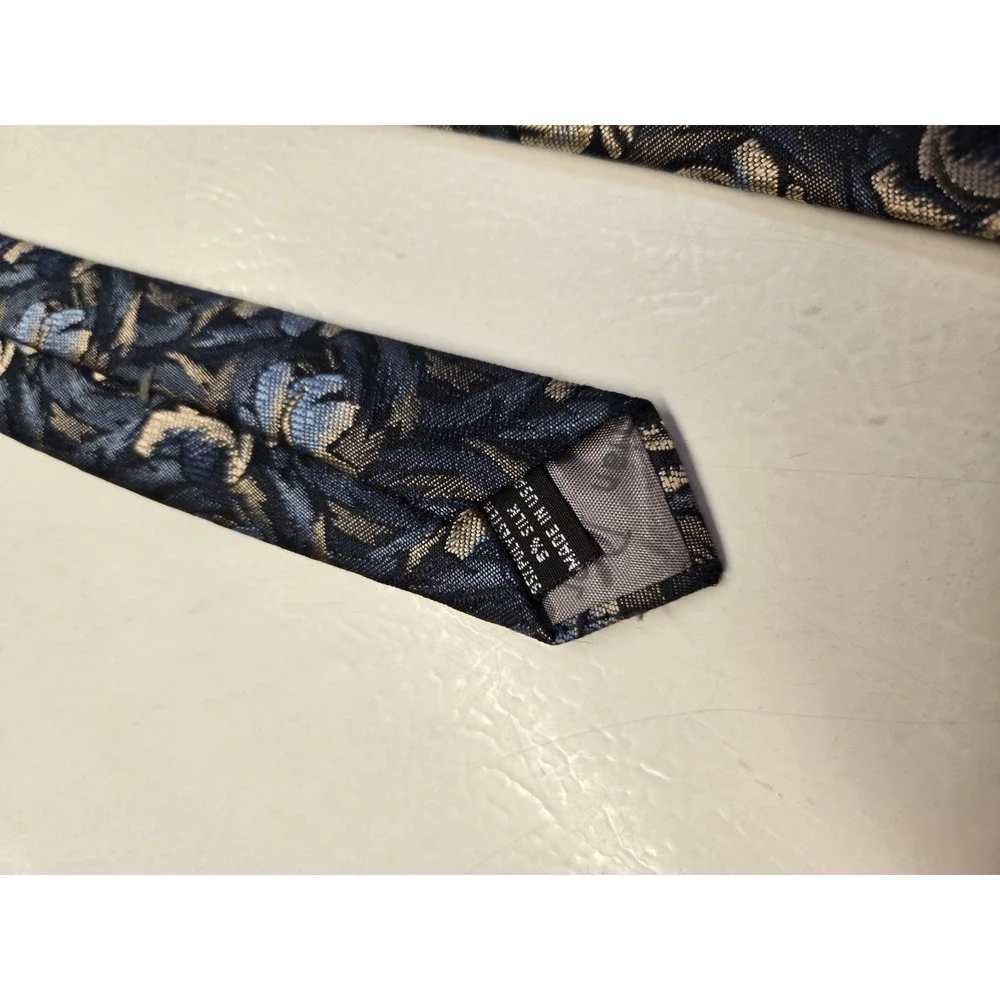 Christian Dior Monsieur Necktie Brown Blue Floral Abstract Pattern Men's Tie